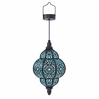 Hanging solar lantern outdoor decorative light, waterproof plastic, black, 1 pack