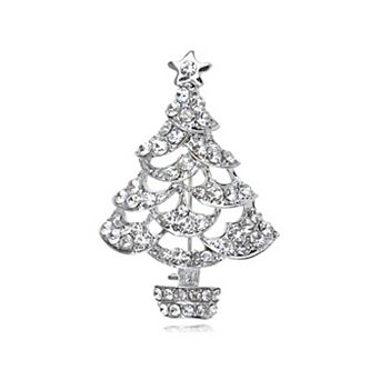 Women's Holiday Christmas Tree Sparkle Pin Brooch