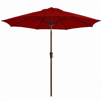 9FT Large Outdoor Patio Umbrella with UV Resistant Canopy and Tilt Crank Red