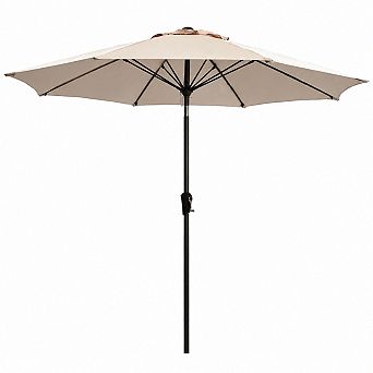 9FT Outdoor Patio Umbrella with UV Resistant Canopy and 8 Fiberglass Ribs Beige