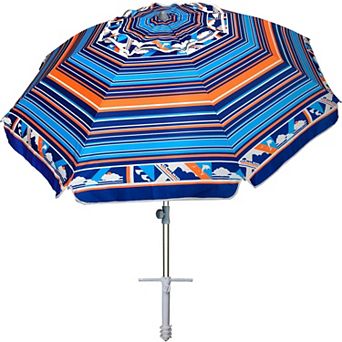 7ft Heavy Duty High Wind Beach Umbrella with Sand Anchor and Tilt UV 50 Plus Sun Shelter