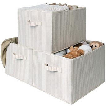Foldable Shelf Organizer Bins Closet Storage Baskets Natural Fiber Heavy Duty