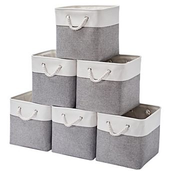 Fabric Storage Cubes Collapsible Bins With Handles For Shelves Organizing Clothes Toys Books