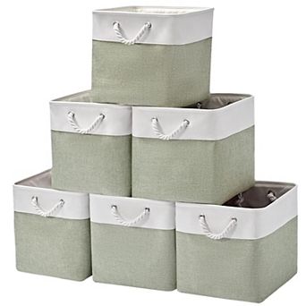 Fabric Storage Cubes Collapsible Bins With Handles For Shelves Organizing Clothes Toys Books