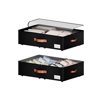 Under Bed Storage Bins with Wheels Large Capacity Rolling Drawers for Clothes Blankets Foldable