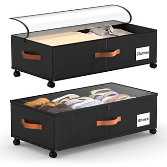 Under Bed Storage Containers With Wheels Organizer For Shoes Clothes Dorms Bedrooms