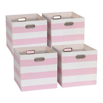 Foldable Linen Storage Cubes with Handles Organizer Bins for Shelf Closet