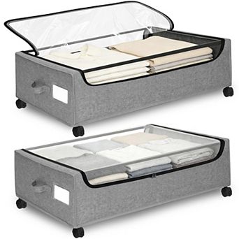 Under Bed Storage with Wheels 90L Extra Large Bins for Clothes Blankets Shoes