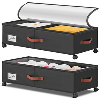 Under Bed Storage Containers with Wheels, Large Capacity for Dorms Bedroom Organizer Shoes