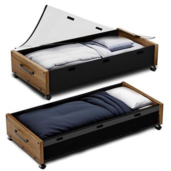 Underbed Storage Containers Large with Wheels, Removable Lids Rolling Organizer for Clothes