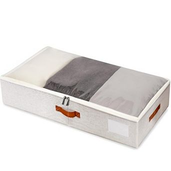Under Bed Storage Containers Clear Cover, Reinforced Handles, Foldable Clothes, Shoes