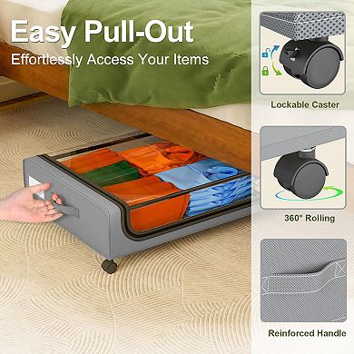 Under Bed Storage Bins with Wheels Rolling Containers for Shoes Clothes