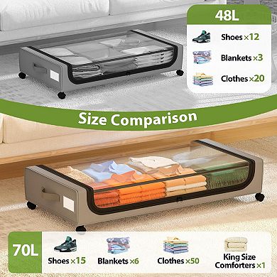 Under Bed Storage Bins with Wheels Rolling Containers for Shoes Clothes