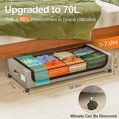 Under Bed Storage Bins with Wheels Rolling Containers for Shoes Clothes