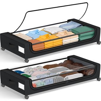 Under Bed Storage Bins with Wheels Rolling Containers for Shoes Clothes