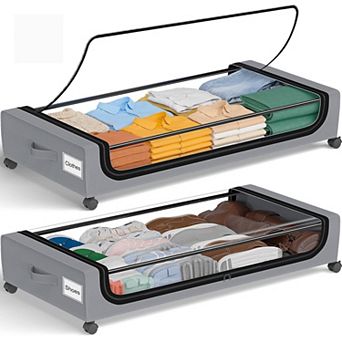 Under Bed Storage Bins with Wheels Rolling Containers for Shoes Clothes