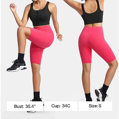 High Impact Front Zipper Plus Size Wireless Sports Bra For Workout Running