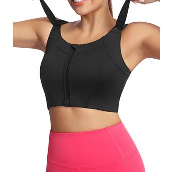 High Impact Front Zipper Plus Size Wireless Sports Bra For Workout Running