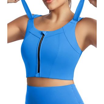 High Impact Front Zipper Plus Size Wireless Sports Bra For Workout Running