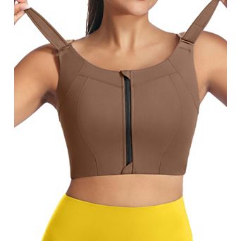 High Impact Front Zipper Plus Size Wireless Sports Bra For Workout Running