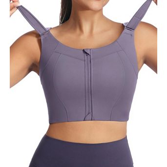 High Impact Front Zipper Plus Size Wireless Sports Bra For Workout Running