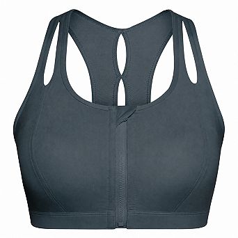 High Impact Front Zipper Racerback Sports Bras For Women With Sewn In Pads