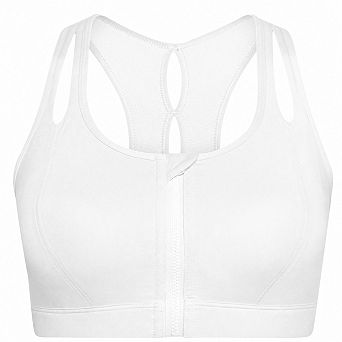 High Impact Front Zipper Racerback Sports Bras For Women With Sewn In Pads