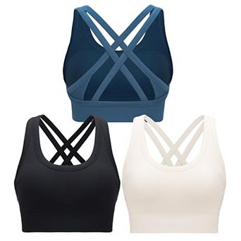 Women High Support Crisscross Strappy Sports Bra Yoga Gym Removable Cups