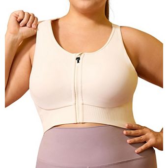 Plus Size High Impact Front Zipper Sports Bra Racerback Adjustable Straps
