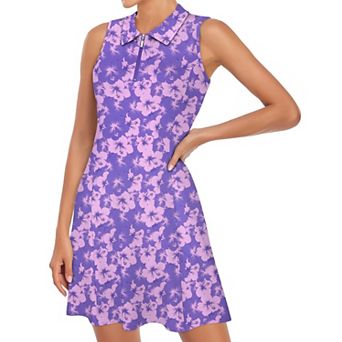 Womens Sleeveless Zip Up Athletic Golf Tennis Dress With Shorts
