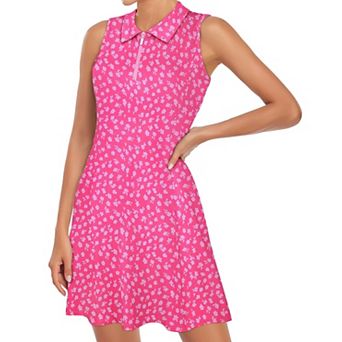 Womens Sleeveless Zip Up Athletic Golf Tennis Dress With Shorts