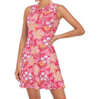 Womens Sleeveless Zip Up Athletic Golf Tennis Dress With Shorts