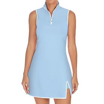 Womens Sleeveless Tennis Golf Dress With Shorts Zip Stand Collar Athletic Outfits