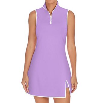 Womens Sleeveless Tennis Golf Dress With Shorts Zip Stand Collar Athletic Outfits