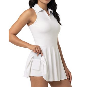 Women 2 pc Sleeveless Tennis Golf Dress With Pockets Athletic Workout Wear