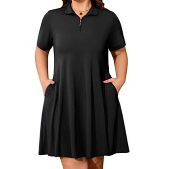 Plus Size Tennis Golf Dress Quarter Zip Short Sleeve With Pockets Built In Shorts