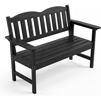 Heavy-Duty Poly Lumber Patio Bench for 2, Weather-Resistant Outdoor Loveseat