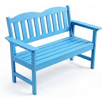 Heavy-Duty Poly Lumber Patio Bench for 2, Weather-Resistant Outdoor Loveseat