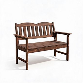 Heavy-Duty Poly Lumber Patio Bench for 2, Weather-Resistant Outdoor Loveseat