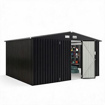 8x10 FT Heavy Duty Metal Outdoor Storage Shed, Lockable Door & Air Vents