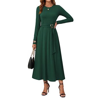 Women's Long Sleeve Fall Maxi Dress with Pockets