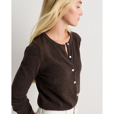 Women Crew Neck Single Breasted Long Sleeve Knit Cardigan