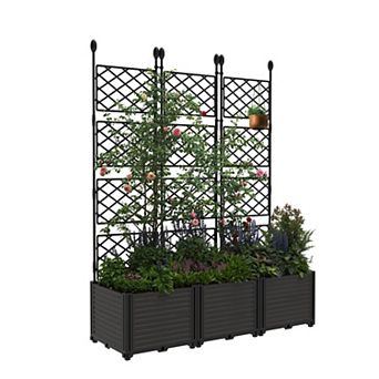 Durable Metal Trellis Raised Garden Bed, Vertical Planter Box for Climbing Plants