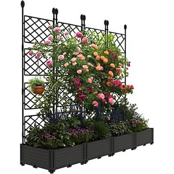 Durable Metal Trellis Raised Garden Bed, Vertical Planter Box for Climbing Plants