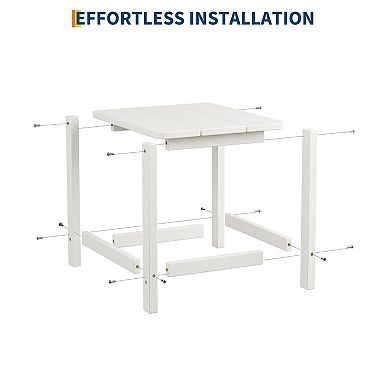 Weather Resistant HDPE Adirondack Square Outdoor Side Table Durable, UV-Proof, Easy Assembly