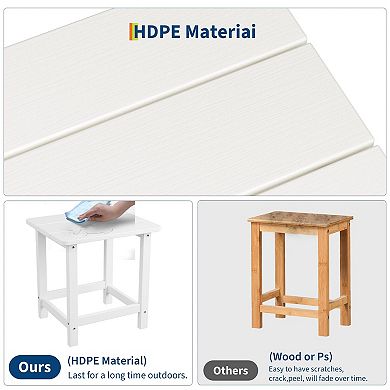Weather Resistant HDPE Adirondack Square Outdoor Side Table Durable, UV-Proof, Easy Assembly