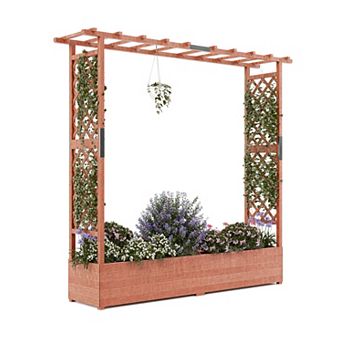 Elevated Wooden Raised Garden Bed with Trellis, Vertical Planter for Climbing Plants