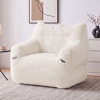 Opoiar Bean Bag Chair, Corduroy Floor Sofa with Back Support for Adults & Kids, Comfy Lounger