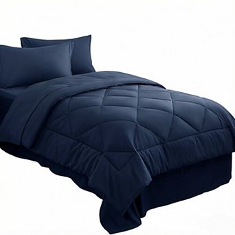 5 pc Twin Comforter Set with Sheets- Bed in a Bag Twin, All Season Bed Set , Bedding Set