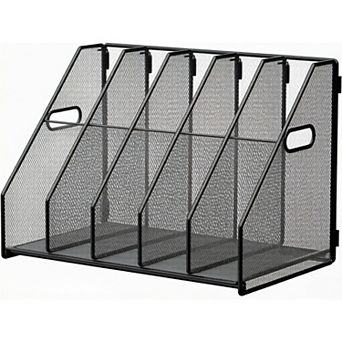 Desk File Organizer Metal Desk with 5 Vertical Compartments Rack File Organizer for Office, Home